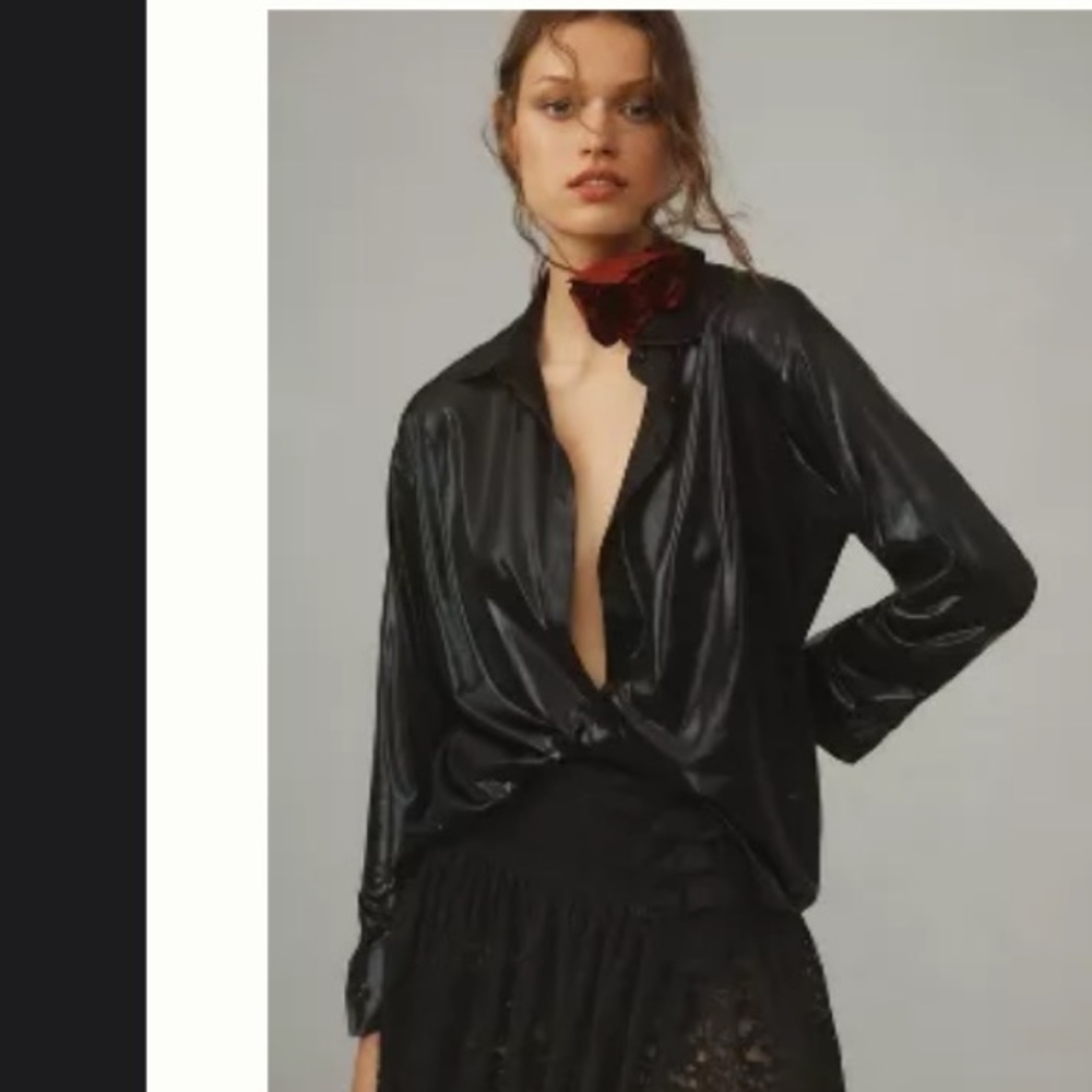 NWT- Anthropologie THE GILLIAN LIQUID SHINE BUTTONDOWN SHIRT